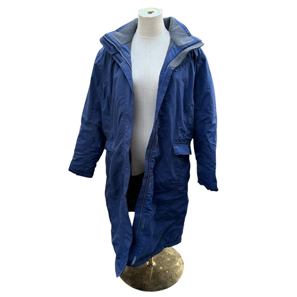 Lands End The Squall Parka Jacket Navy Blue Waterproof Hooded Womens L 14-16